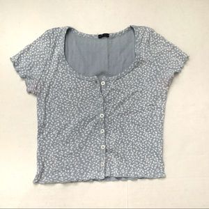 Brandy Melville Button Front Light Blue Crop Top